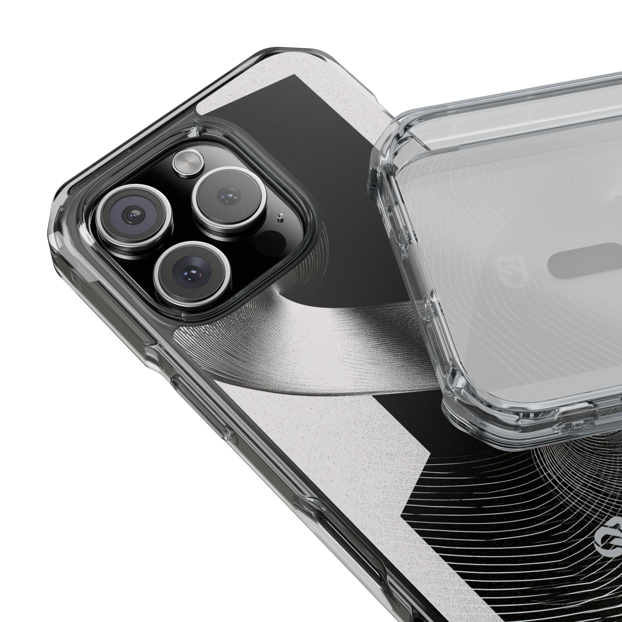 Grey Impact MagSafe Phone Case for iPhone - Obsidian Moiré Wave