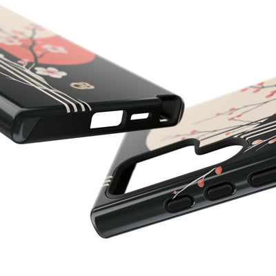 Black Tough Phone Case for Samsung - Kyoto Midnight Blossom