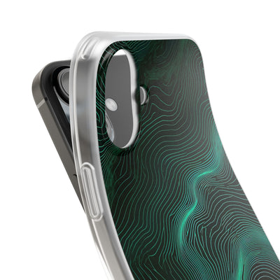 Teal Lite Phone Case for iPhone - Neon Jade Contour