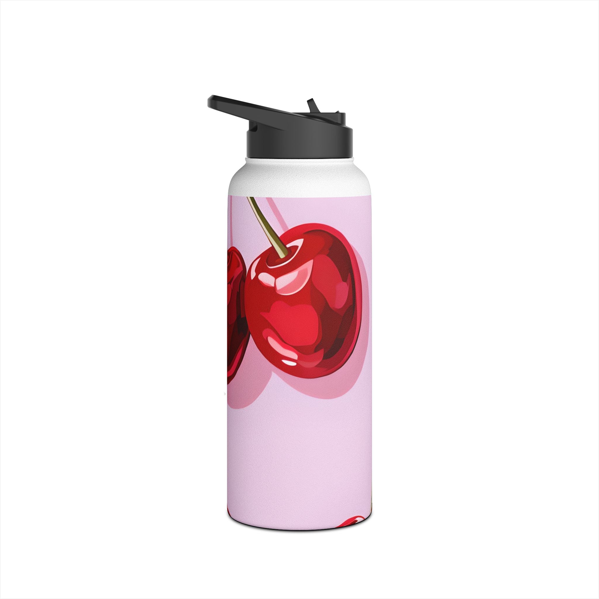 Glossy Cherry Glow - Stainless Steel Water Bottle