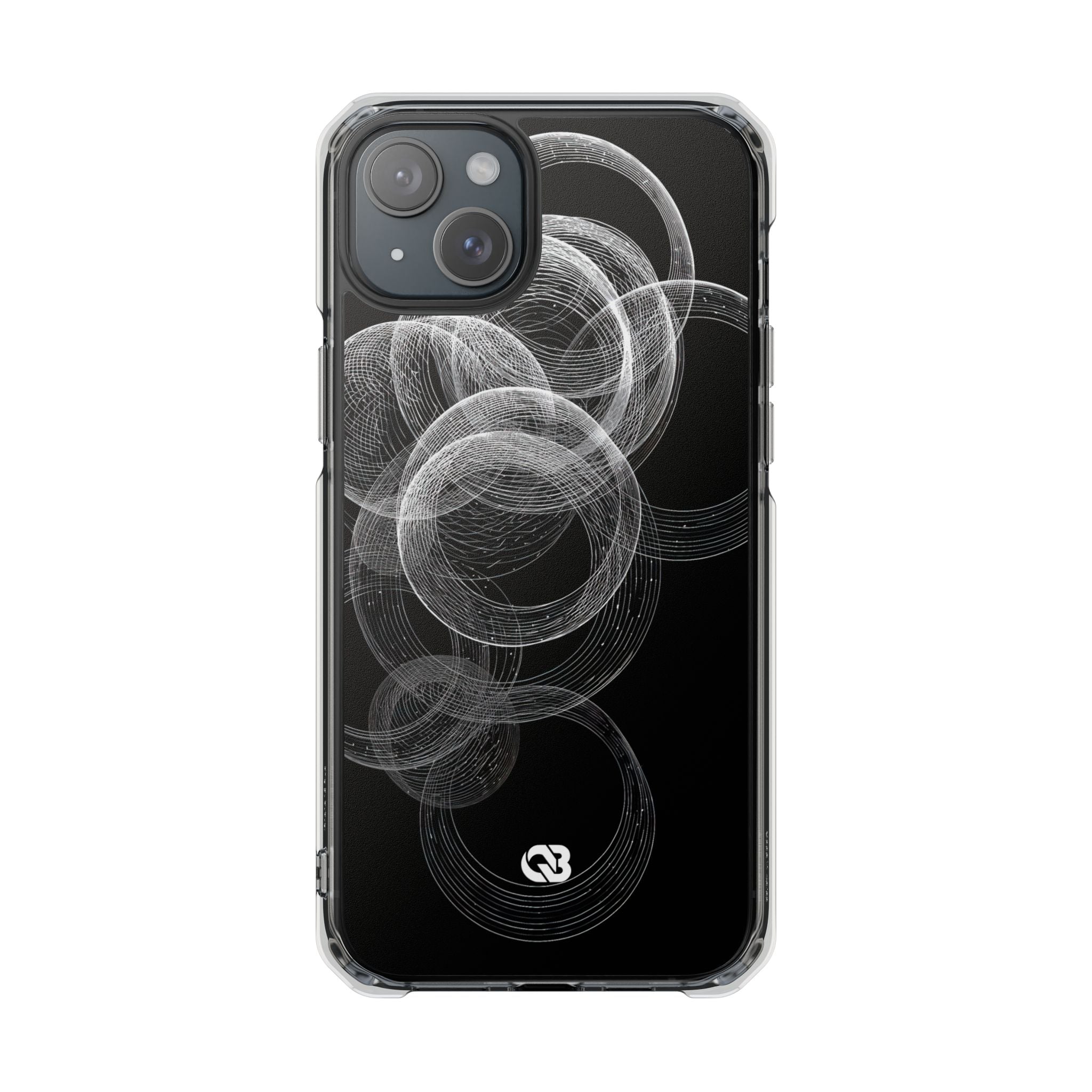 Black Impact MagSafe Phone Case for iPhone - Kinetic Wireframe Orbit