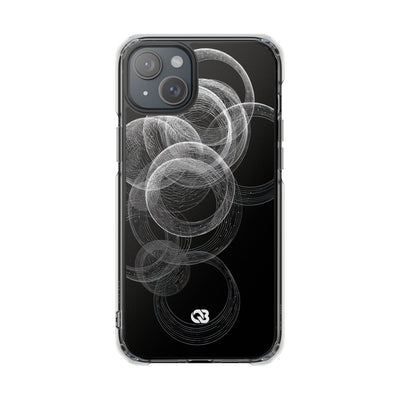 Black Impact MagSafe Phone Case for iPhone - Kinetic Wireframe Orbit