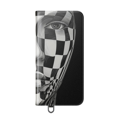 Mirrored Checkerboard Face - Samsung S25+ Case - Wallet