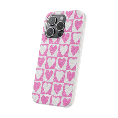 Glitter Herz Gitter iPhone 15 Pro Case - Soft