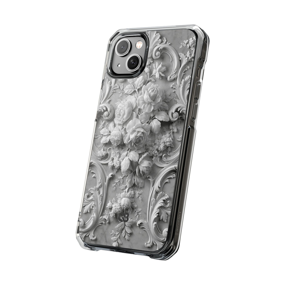 Rococo Marble Rose · Clear Impact Magnetic Phone Case for iPhone · White