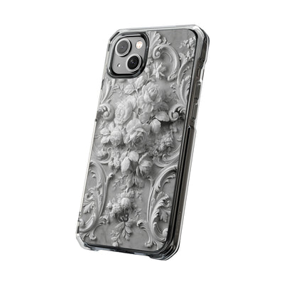 Rococo Marble Rose · Clear Impact Magnetic Phone Case for iPhone · White