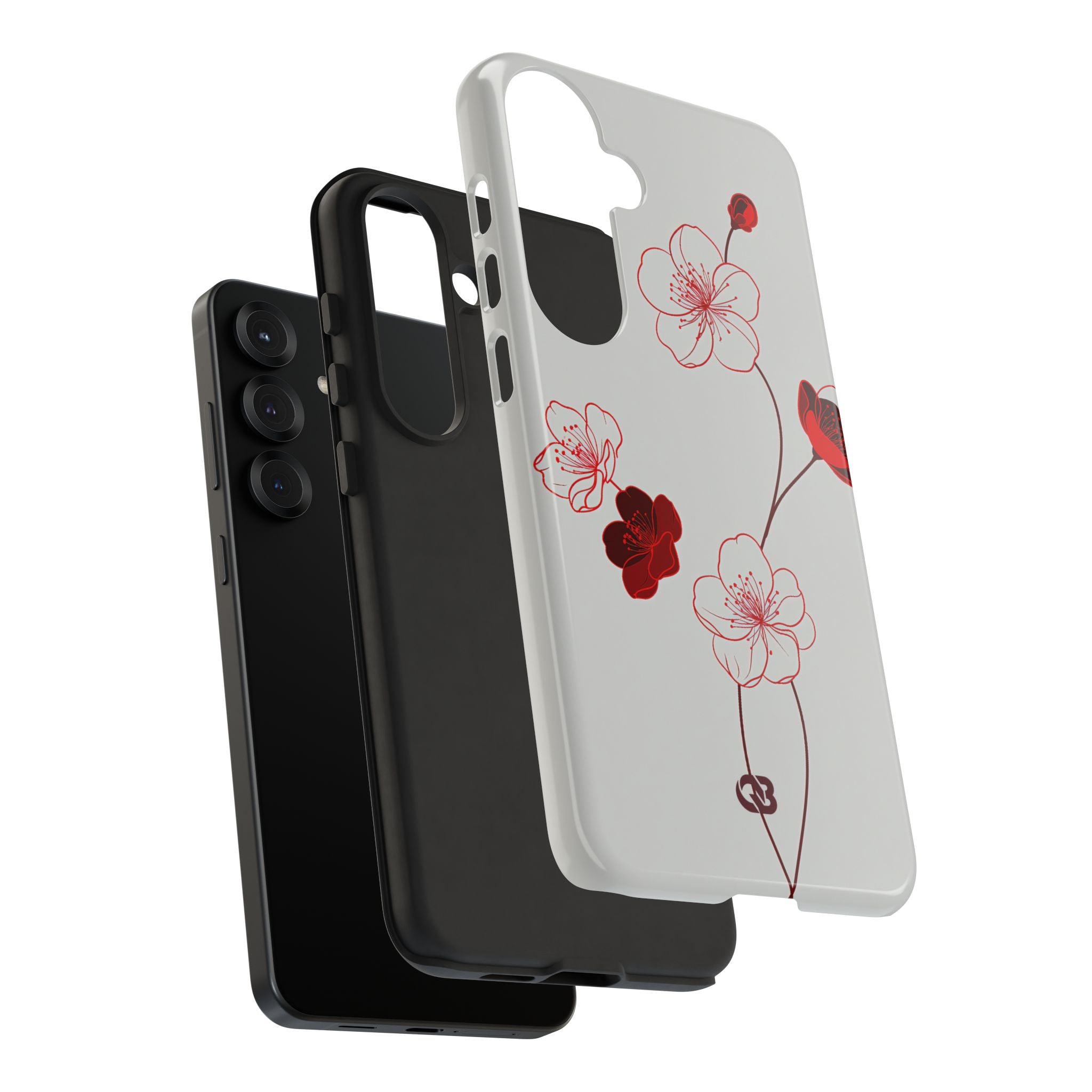 Red Tough Phone Case for Samsung - Kyoto Ember Bloom