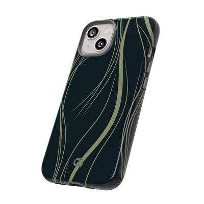Green Tough Phone Case for iPhone - Obsidian Sage Flow