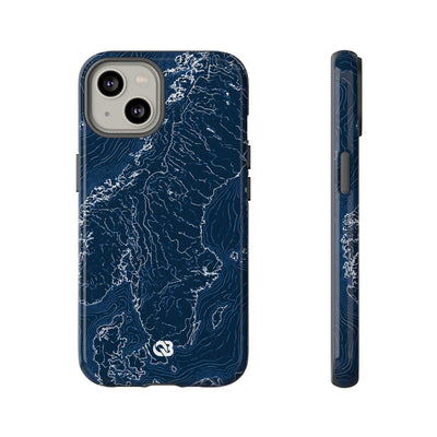 Nordic Contour Chart · Tough Phone Case for iPhone · Blue