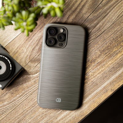 Grey Tough Phone Case for iPhone - Brushed Industrial Steel