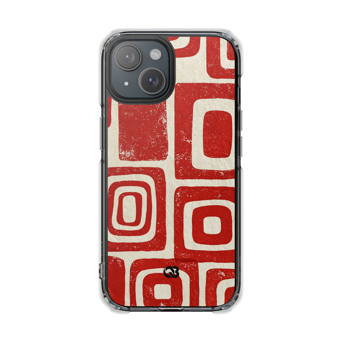Vermilion Block Motif · Clear Impact Magnetic Phone Case for iPhone · Red