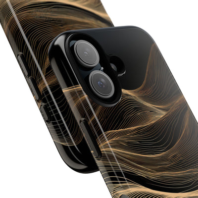 Black Tough Phone Case for iPhone - Copper Topo Ridge