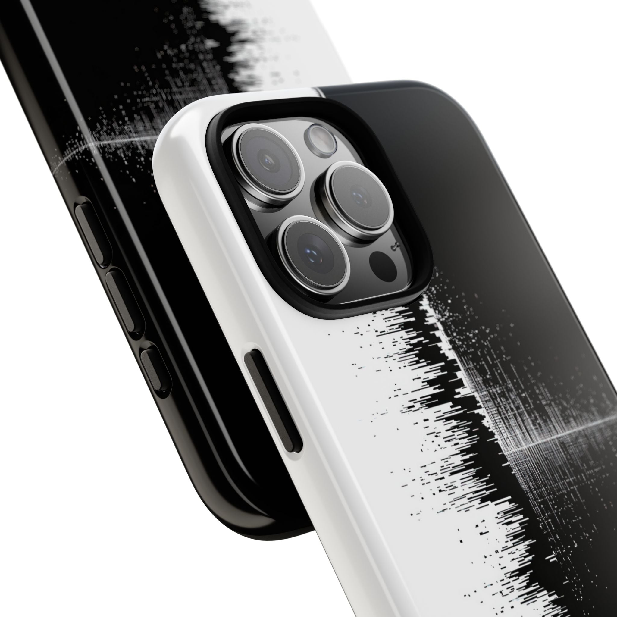 Black Tough Phone Case for iPhone - Static Signal Split