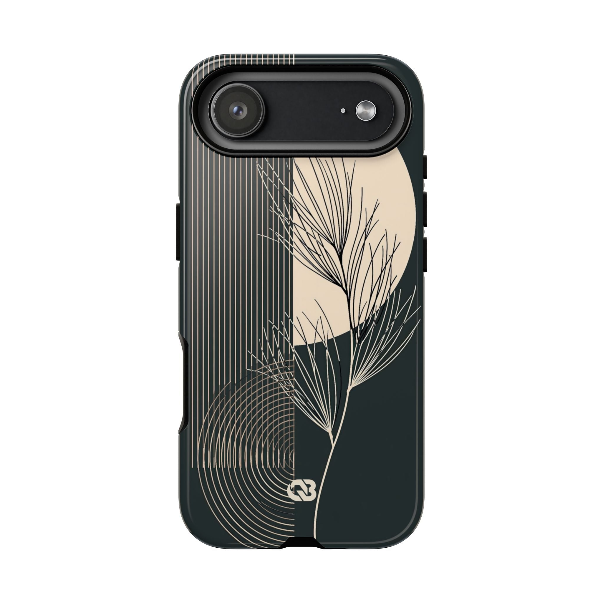 Black Tough Phone Case for iPhone - Obsidian Sand Willow
