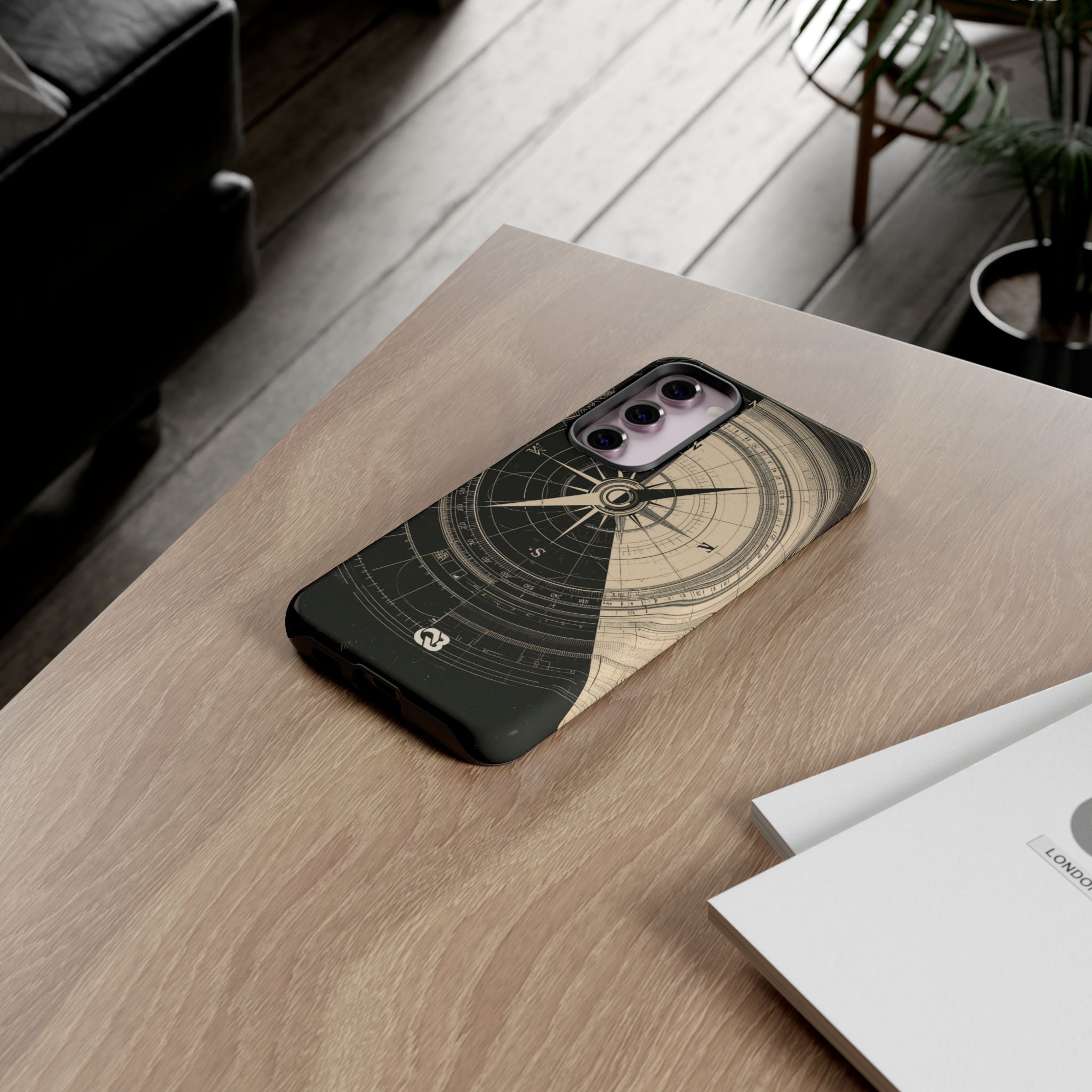 Beige Tough Phone Case for Samsung - Obsidian Nautical Blueprint
