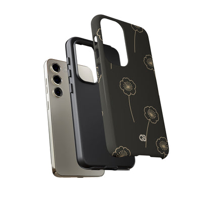 Black Tough Phone Case for Samsung - Obsidian Sand Petals