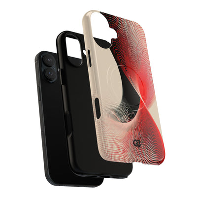 Red Tough 2.0 Magsafe Phone Case for iPhone - Crimson Grid Vortex
