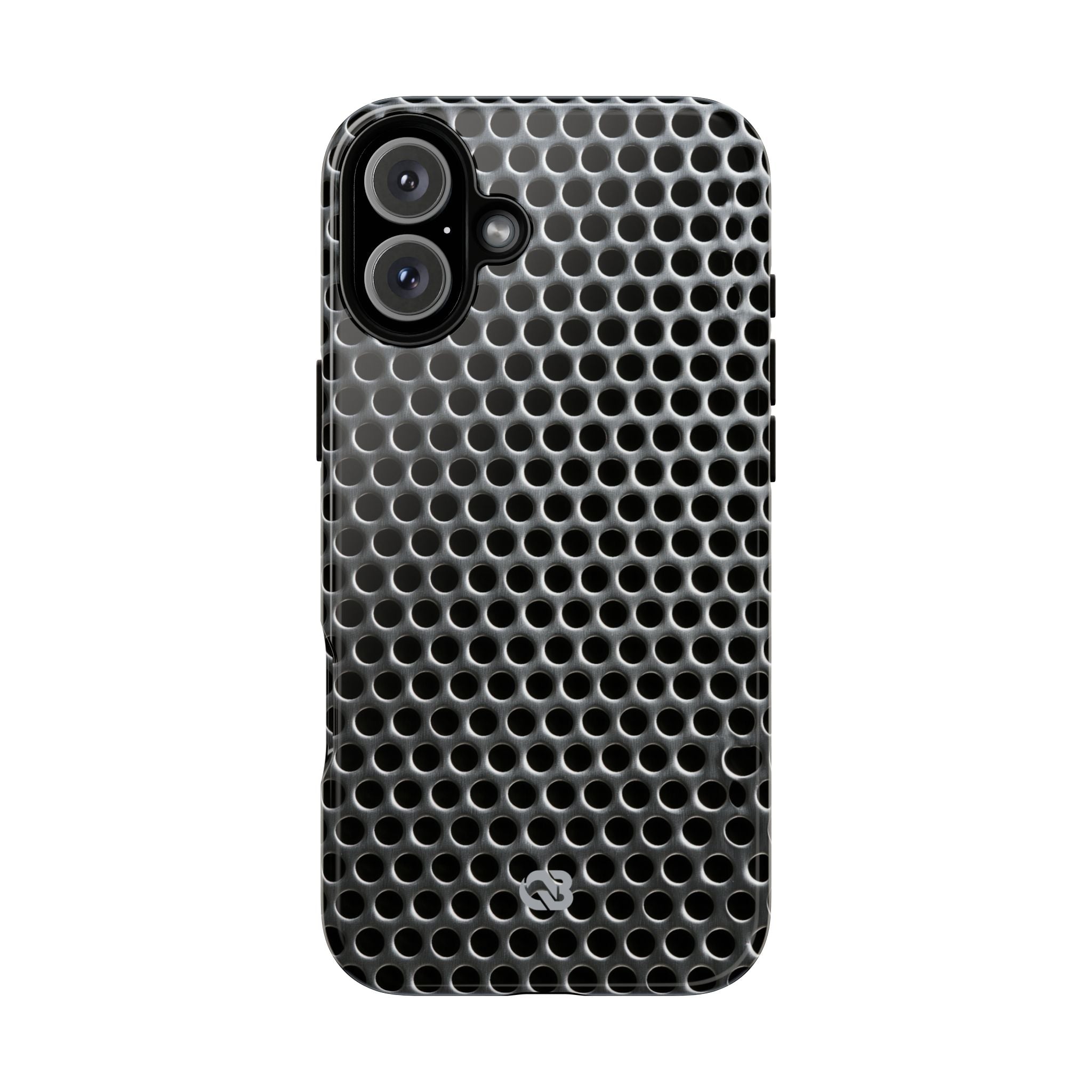 Silver Tough Phone Case for iPhone - Brutalist Steel Mesh