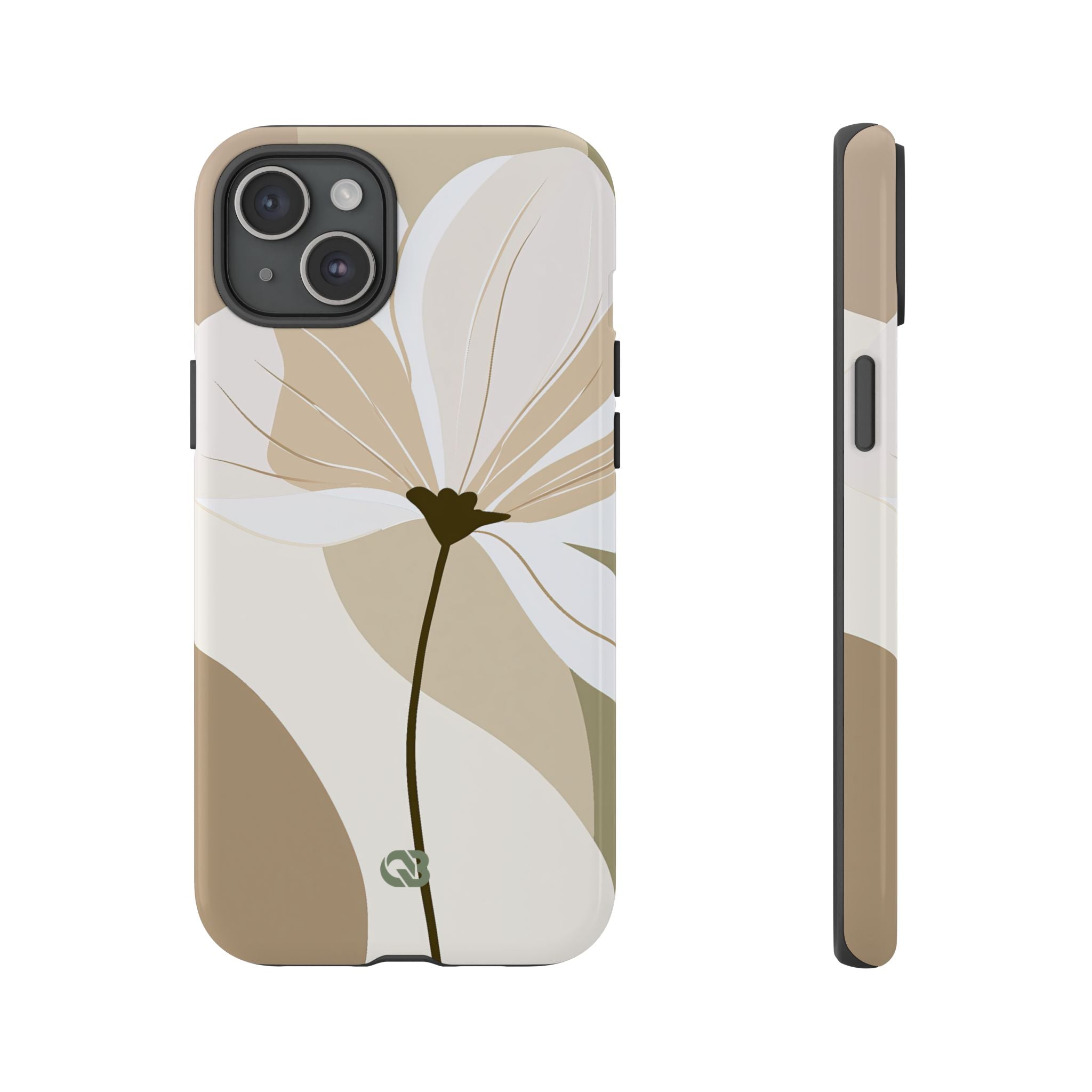 Beige Tough Phone Case for iPhone - Sage Linen Magnolia