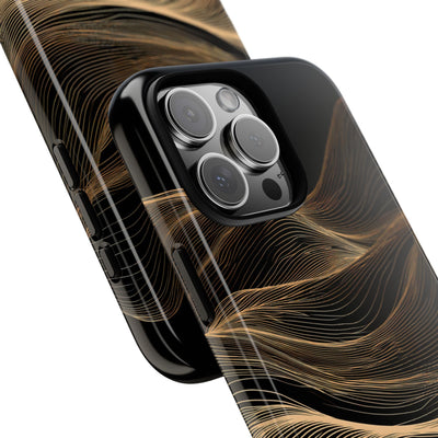 Black Tough Phone Case for iPhone - Copper Topo Ridge