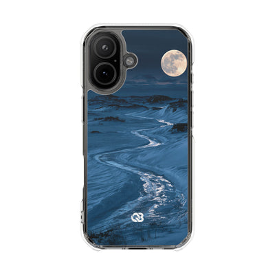 Arctic Moon Drift · Clear Impact Magnetic Phone Case for iPhone · Blue