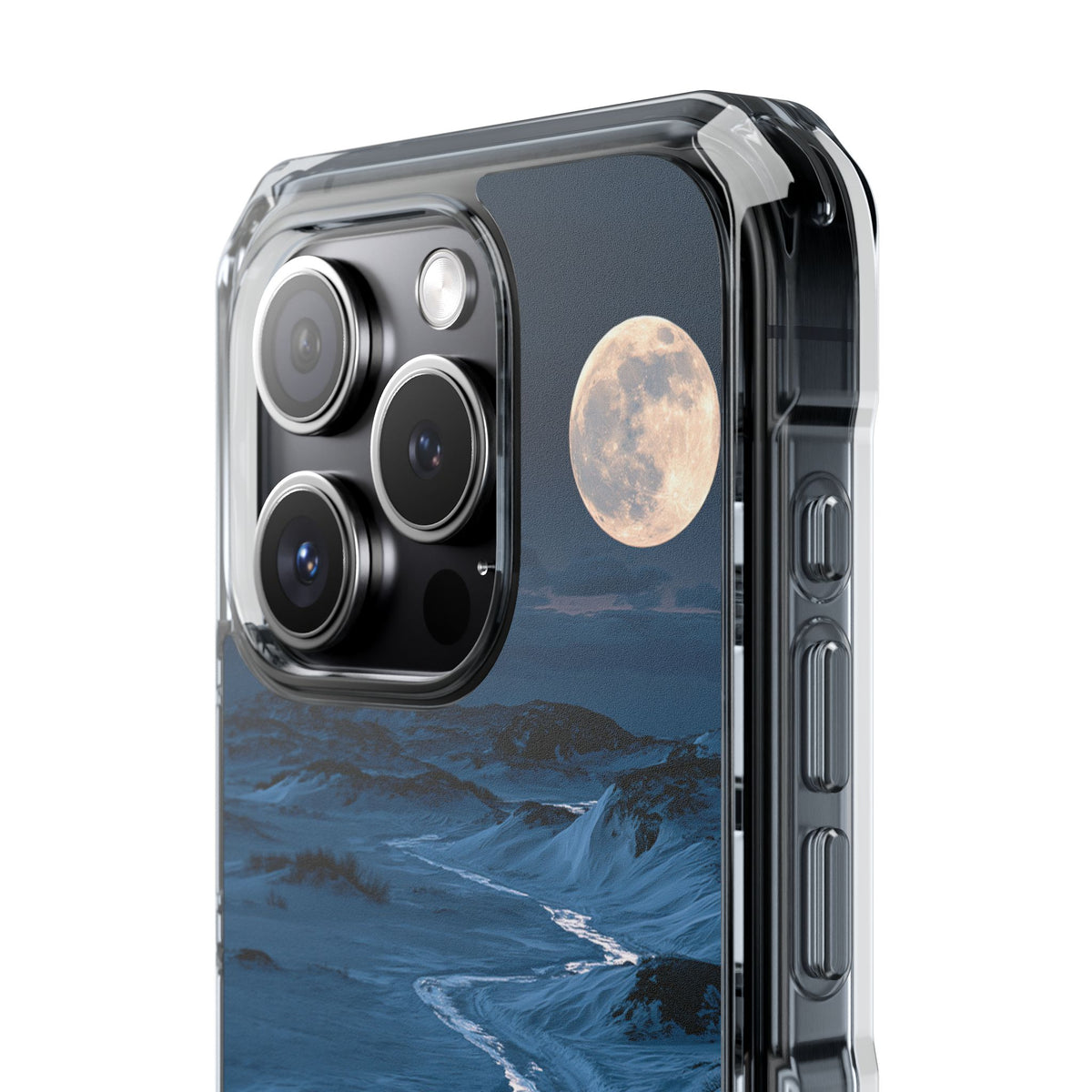 Arctic Moon Drift · Clear Impact Magnetic Phone Case for iPhone · Blue