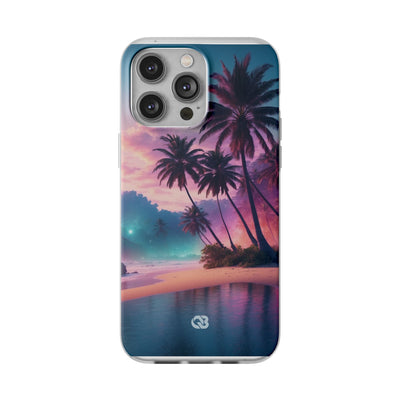 Neon Shore Palms · Soft Phone Case for iPhone
