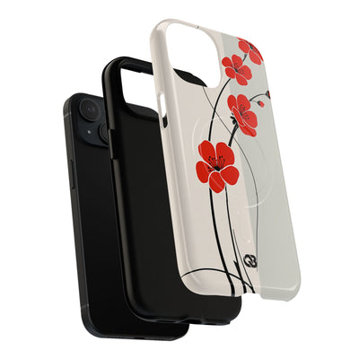 Red Tough 2.0 Magsafe Phone Case for iPhone - Crimson Plum Ink