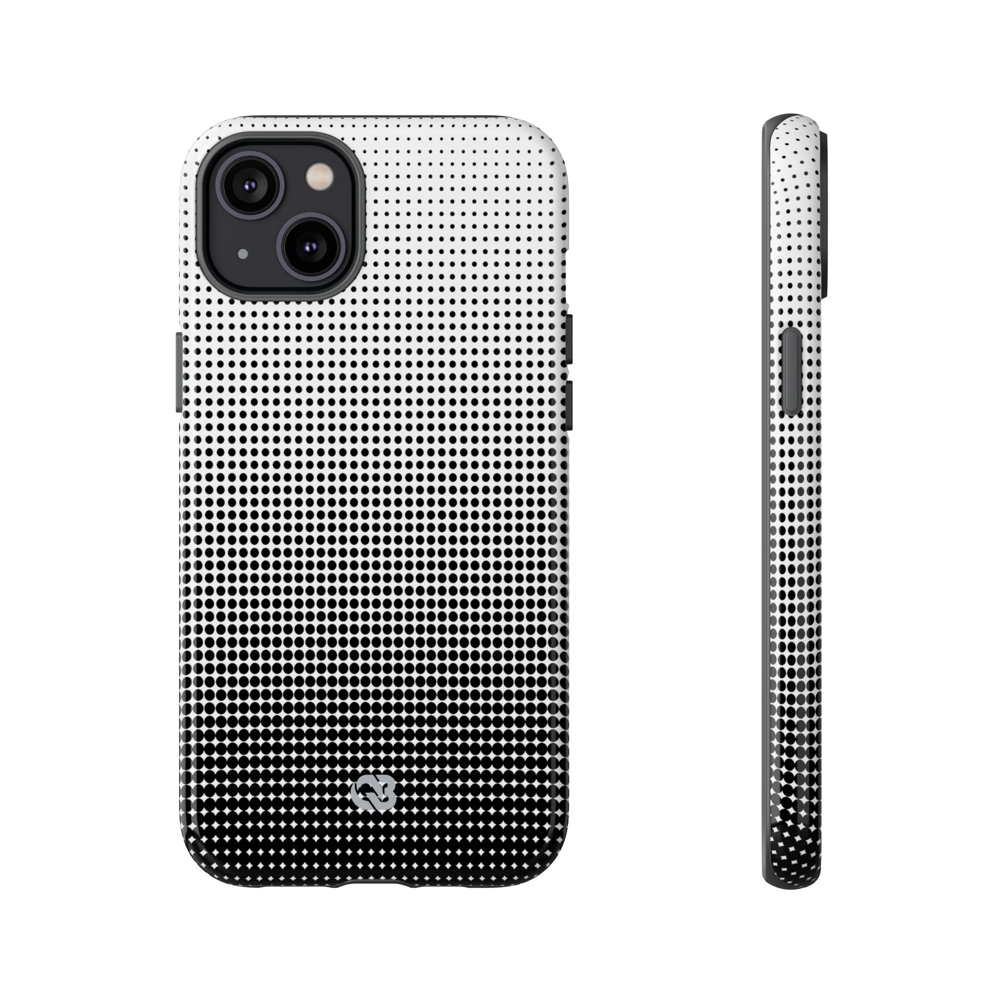 Black Tough Phone Case for iPhone - Obsidian Halftone Flux