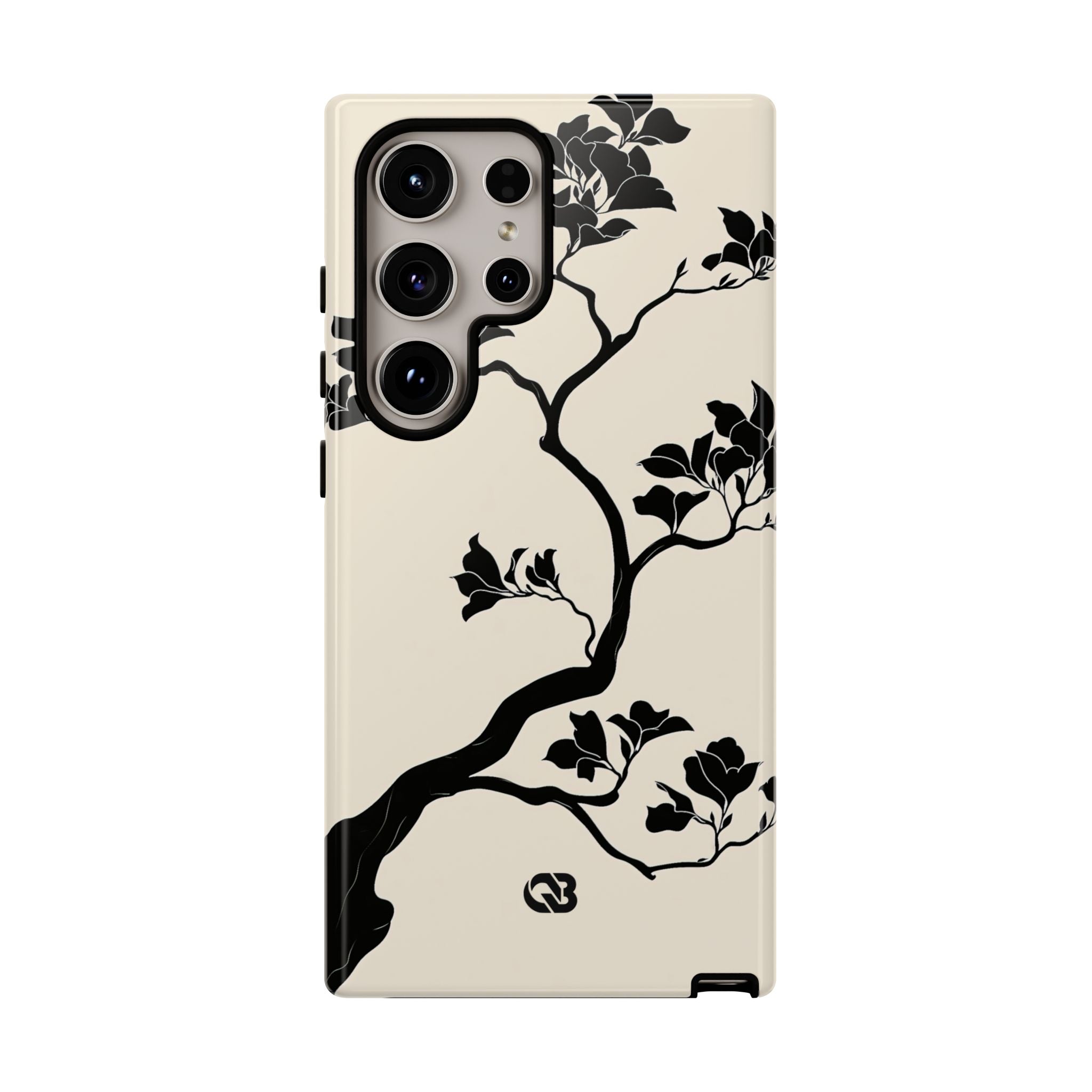 Beige Tough Phone Case for Samsung - Obsidian Bonsai Silhouette