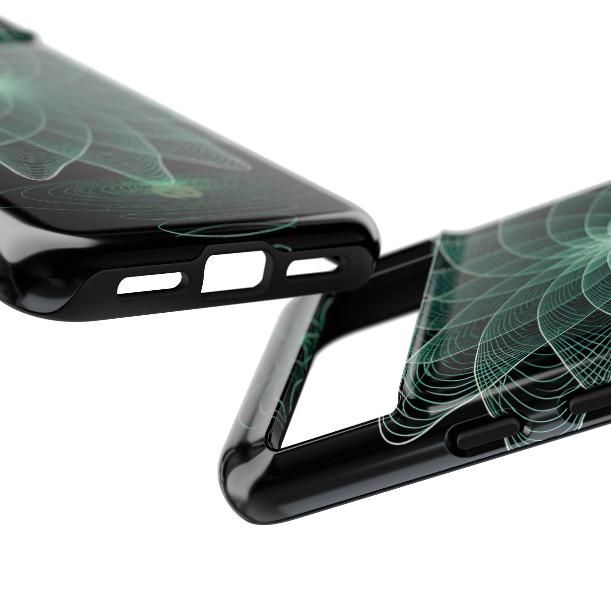 Green Tough Phone Case for Google Pixel - Cyan Signal Bloom