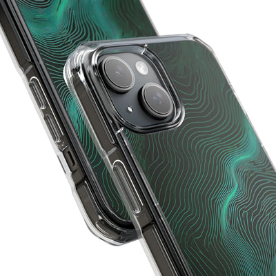 Teal Impact MagSafe Phone Case for iPhone - Neon Jade Contour