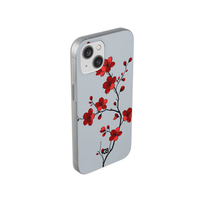 Grey Lite Phone Case for iPhone - Crimson Blossom Onyx