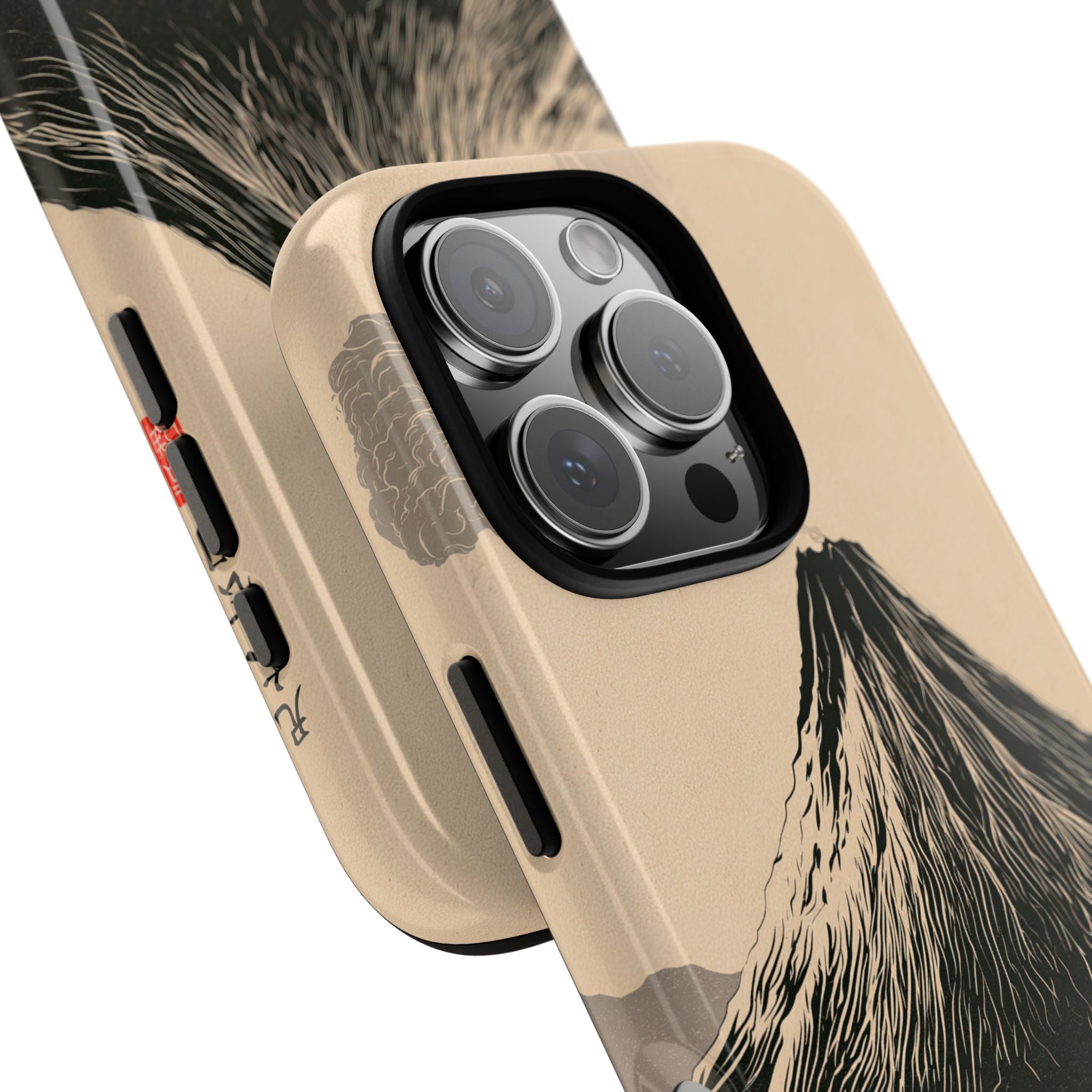 Beige Tough Phone Case for iPhone - Obsidian Ink Summit
