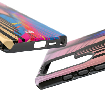 Blue Tough Phone Case for Samsung - Fractured Data Skyline