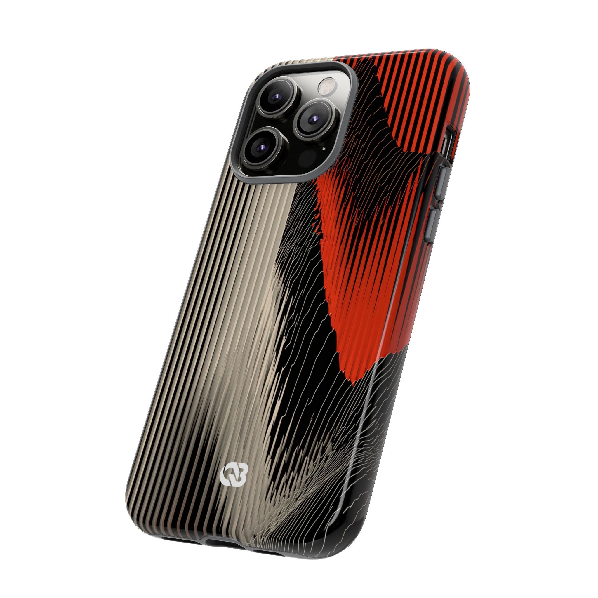 Red Tough Phone Case for iPhone - Crimson Pulse Topo