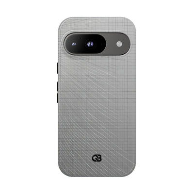 Grey Tough Phone Case for Google Pixel - Chrome Mesh Warp