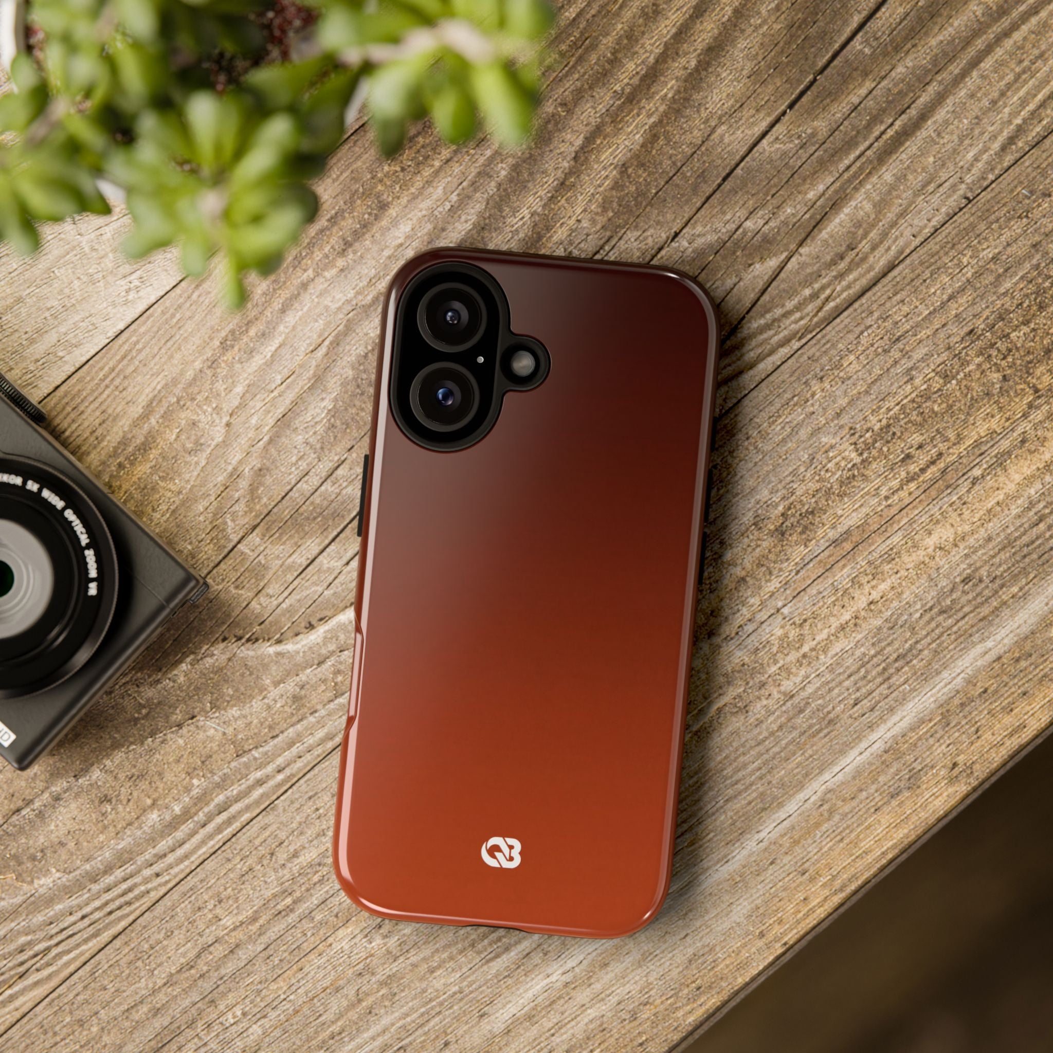 Orange Tough Phone Case for iPhone - Obsidian Ember Fade