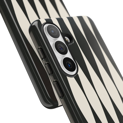 Black Tough Phone Case for Samsung - Ivory Spindle Grid