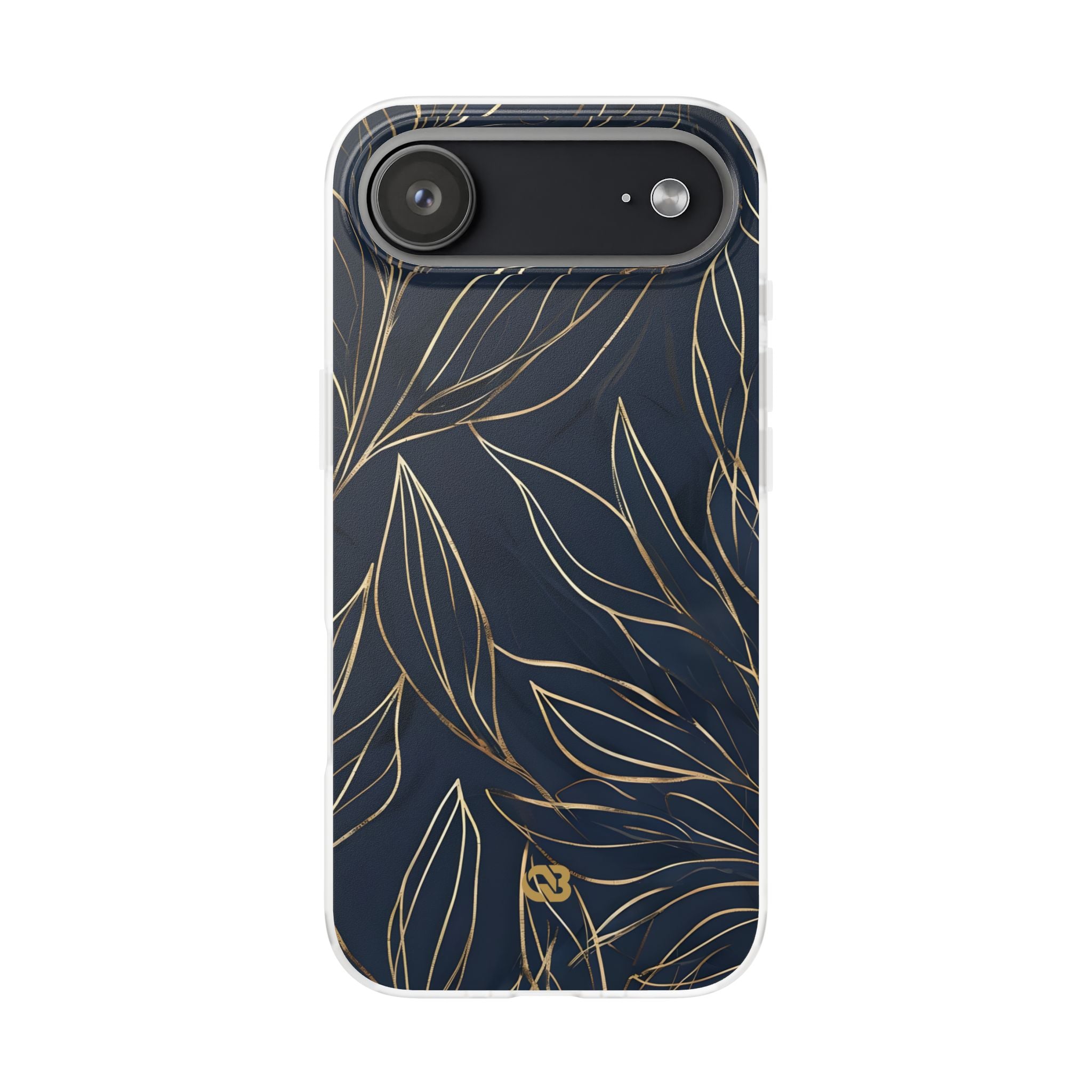 Gilded Navy Foliage · Soft Phone Case for iPhone