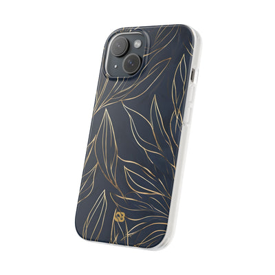 Gilded Navy Foliage · Soft Phone Case for iPhone