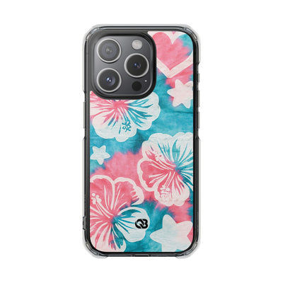 Tropical Hibiscus Bloom · Clear Impact Magnetic Phone Case for iPhone · Teal