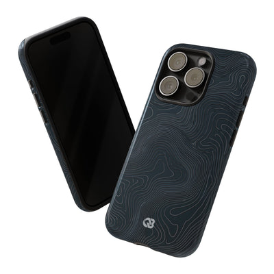Black Tough Phone Case for iPhone - Obsidian Ridge Topo