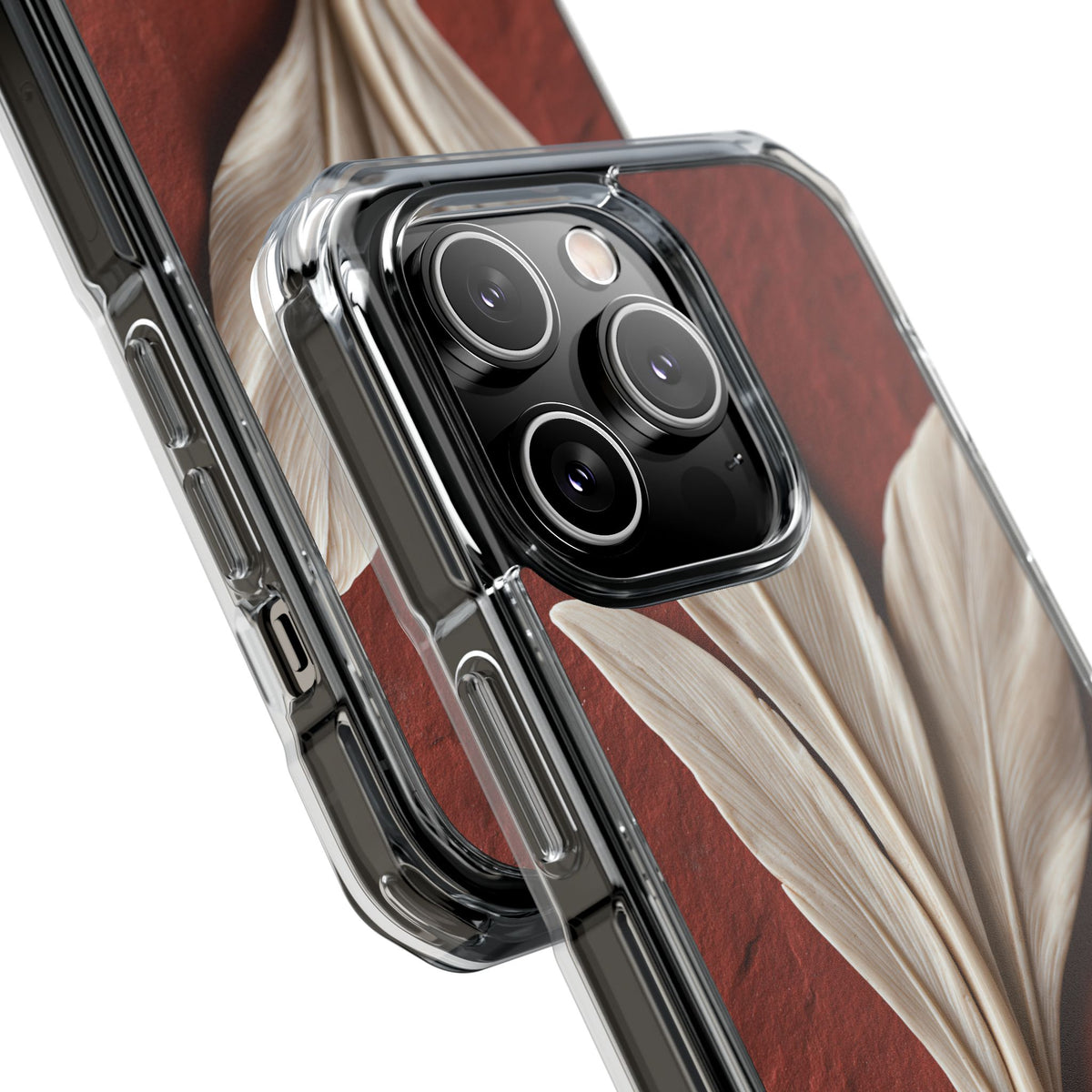 Carved Ivory Plume · Clear Impact Magnetic Phone Case for iPhone · Red