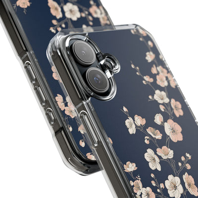 Blue Impact MagSafe Phone Case for iPhone - Midnight Peach Sakura
