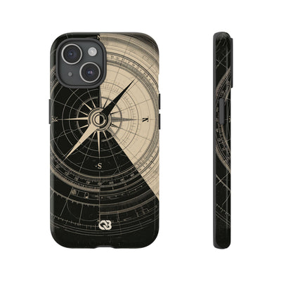 Beige Tough Phone Case for iPhone - Obsidian Nautical Blueprint