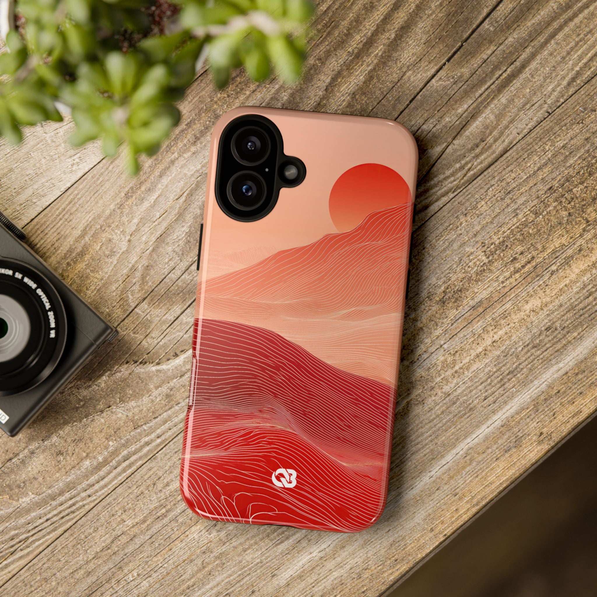 Red Tough Phone Case for iPhone - Crimson Ridge Lines
