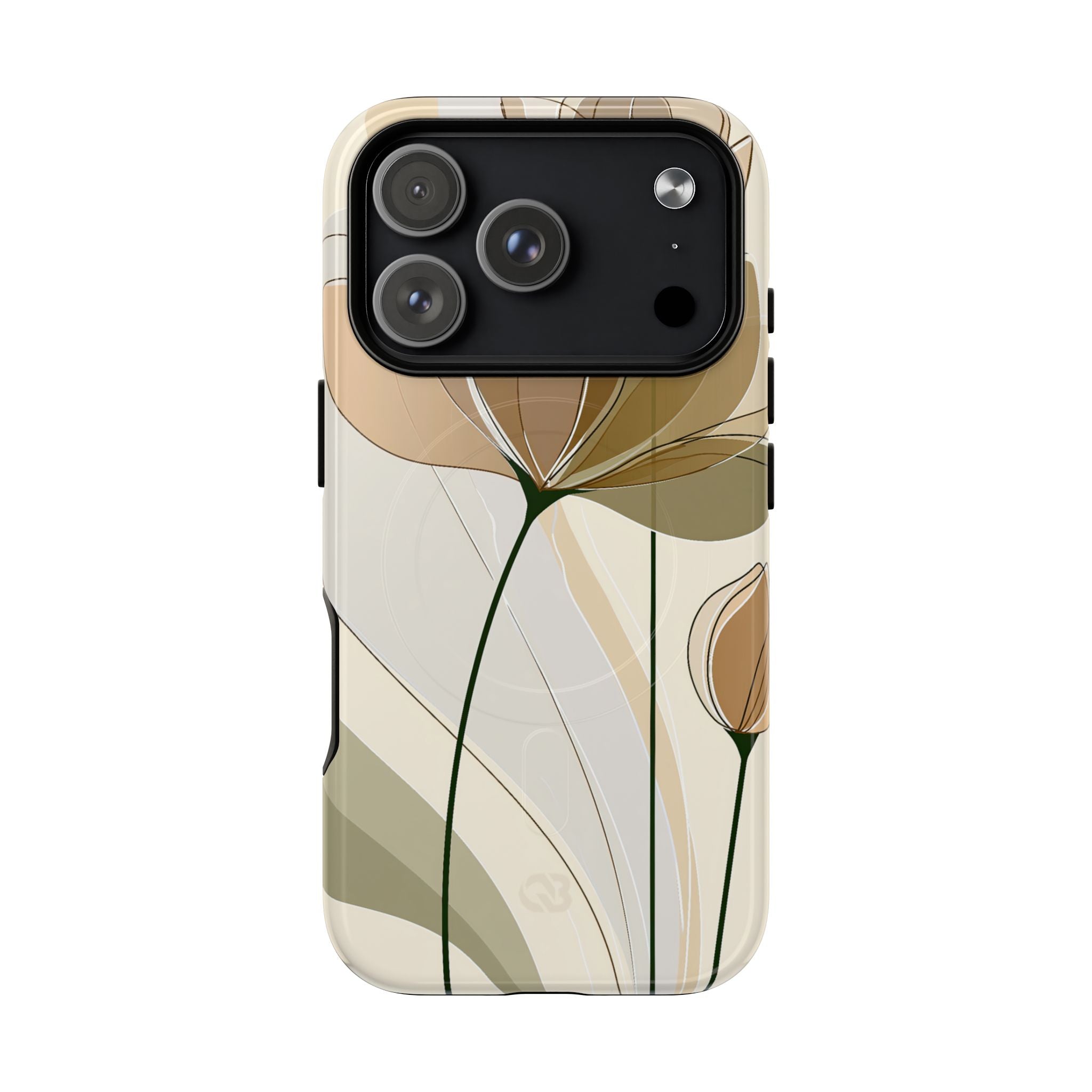 Beige Tough 2.0 Magsafe Phone Case for iPhone - Muted Ochre Petals