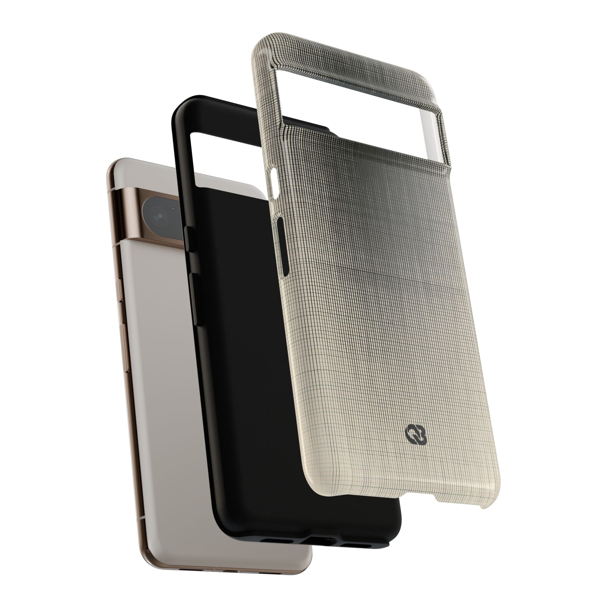 Beige Tough Phone Case for Google Pixel - Carbon Screen Grid