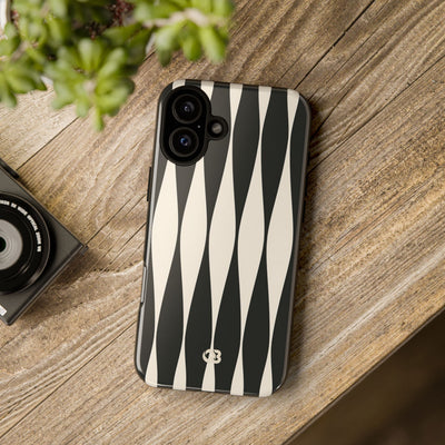 Black Tough Phone Case for iPhone - Ivory Spindle Grid